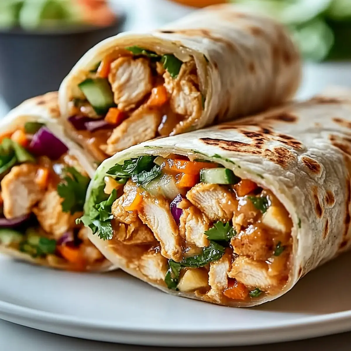 Thai Peanut Chicken Wraps