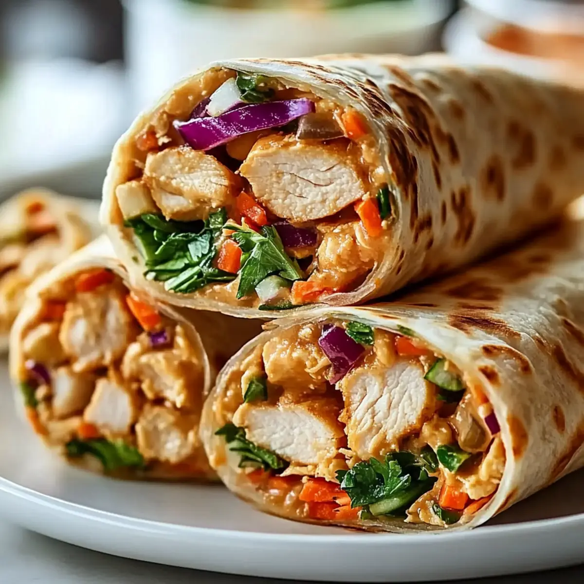 Thai Peanut Chicken Wraps