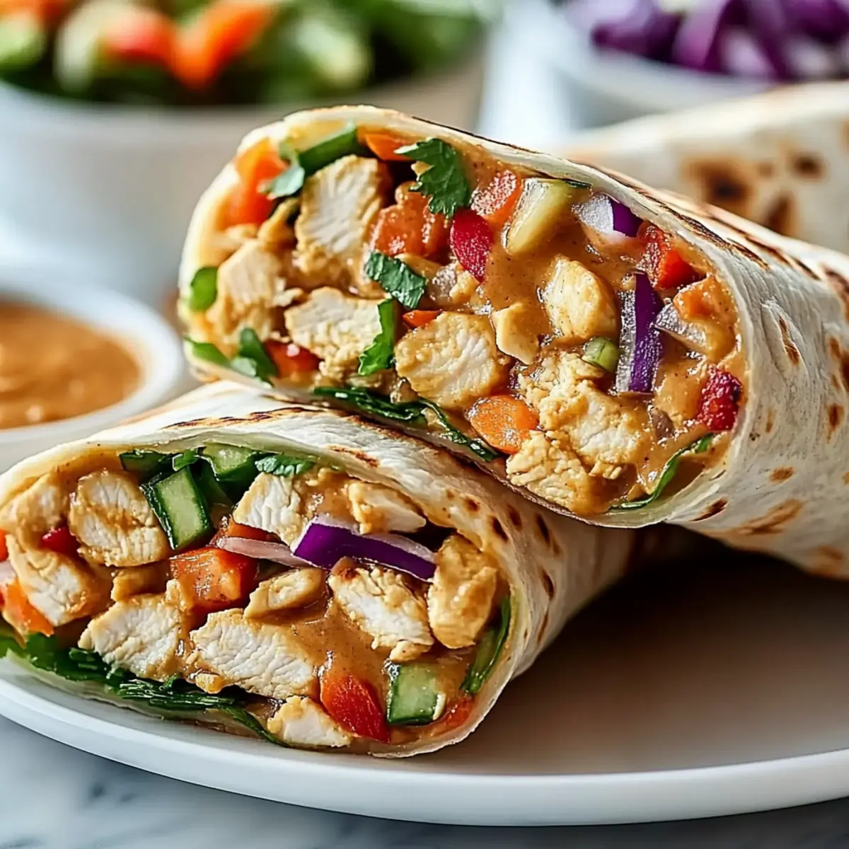 Thai Peanut Chicken Wraps