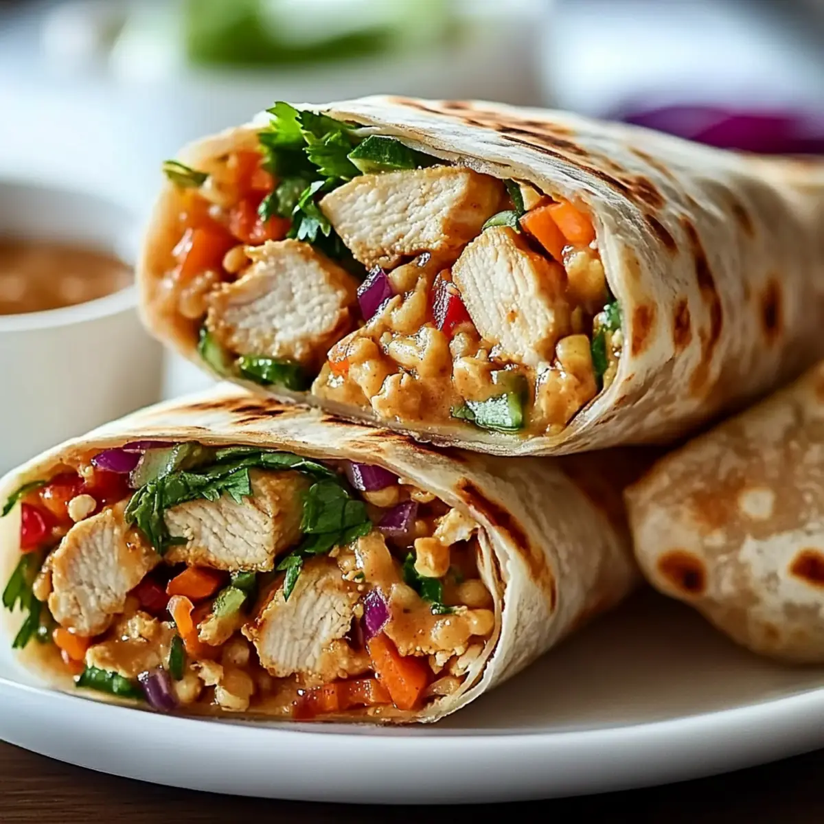 Thai Peanut Chicken Wraps